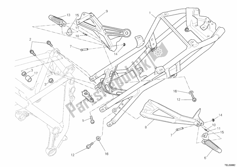 Todas as partes de Quadro Traseiro do Ducati Streetfighter S USA 1100 2010